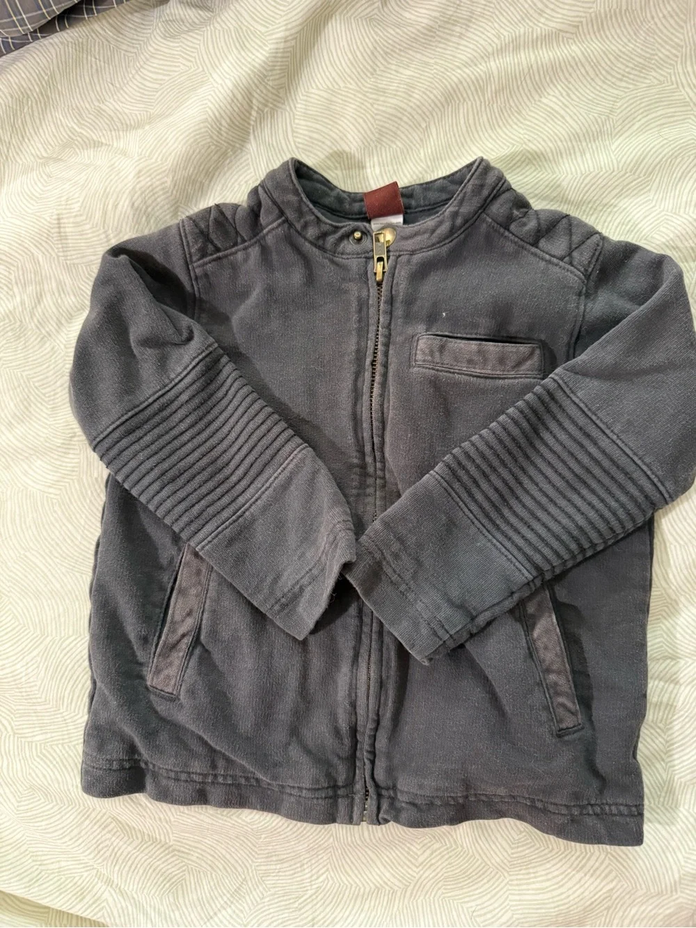 Tea Collection size 3 Dark Gray Zip-Up Moto Jacket